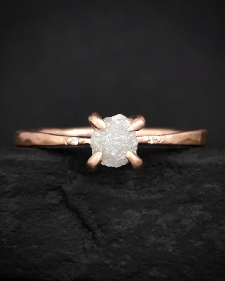 Uncut White Diamond Engagement Ring