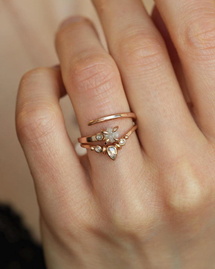 Adjustable Raw White Diamond Horseshoe Nail Ring