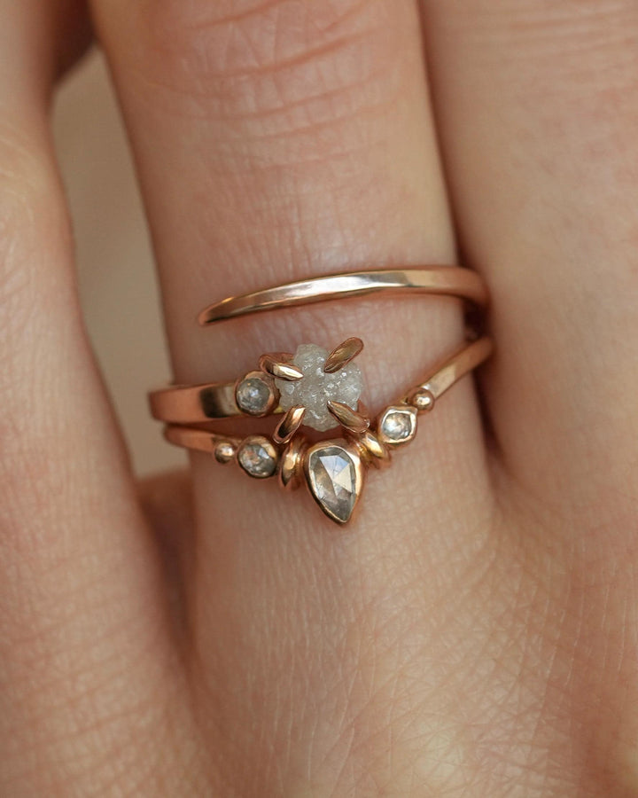 White Diamond Horseshoe Nail Ring