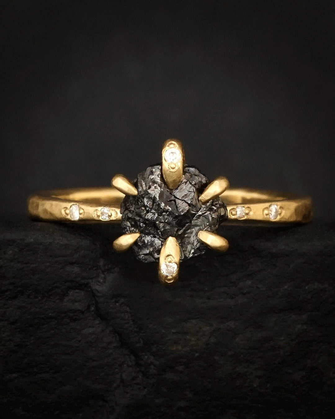 Uncut Black Diamond Engagement Ring