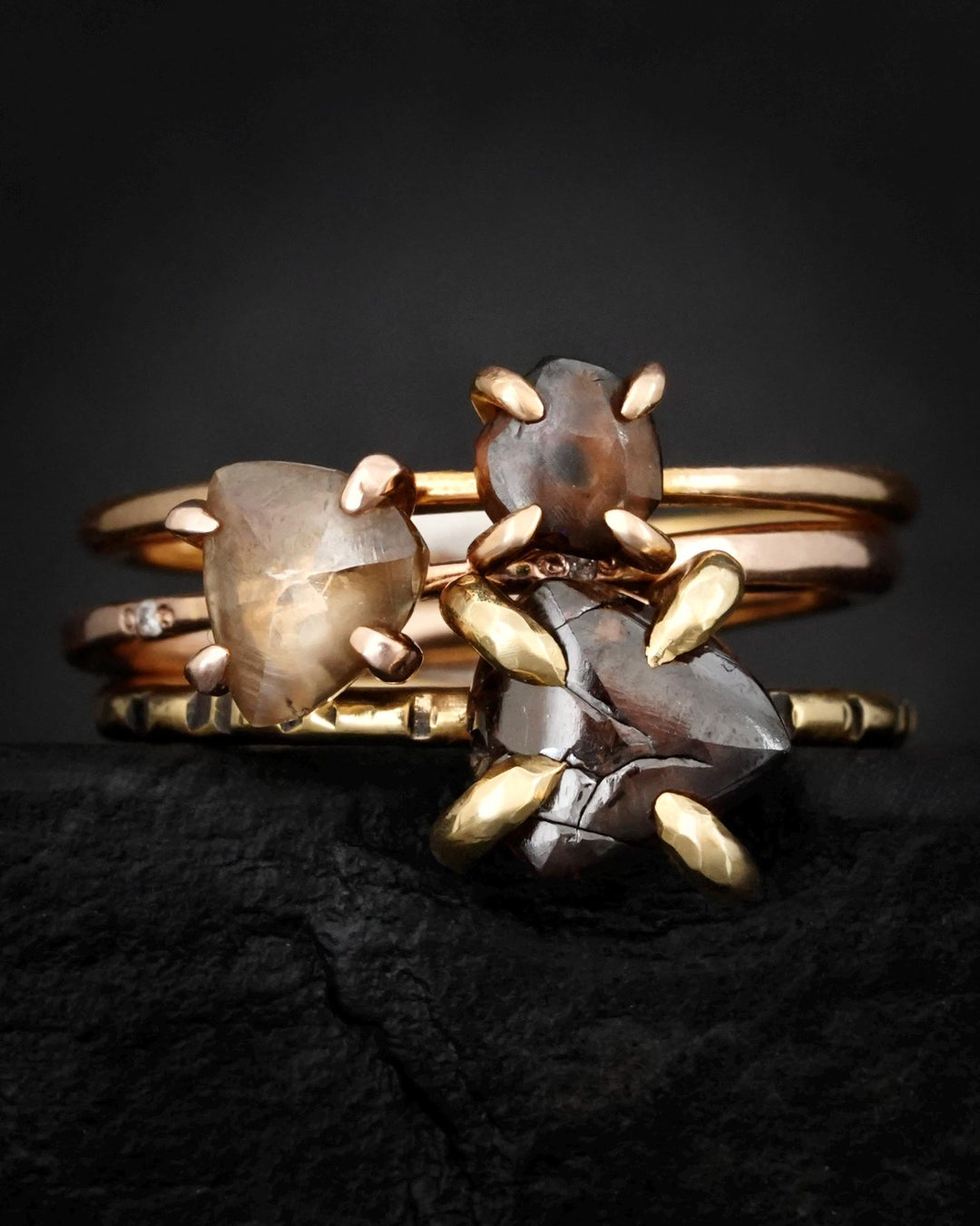 Rough Triangle Diamond Ring