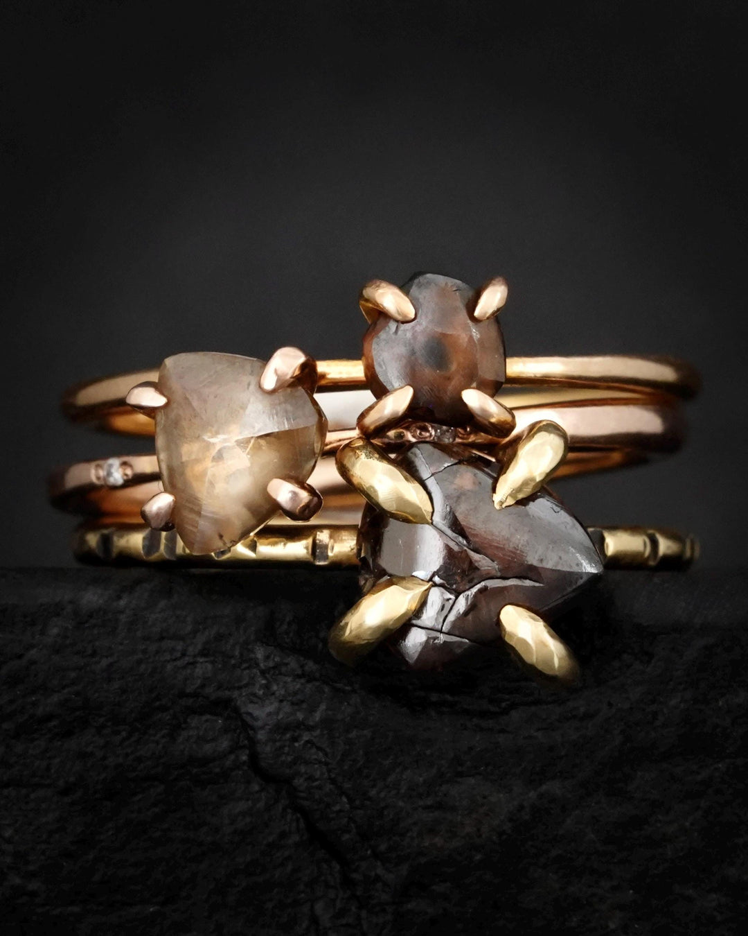 Rough Triangle Diamond Ring
