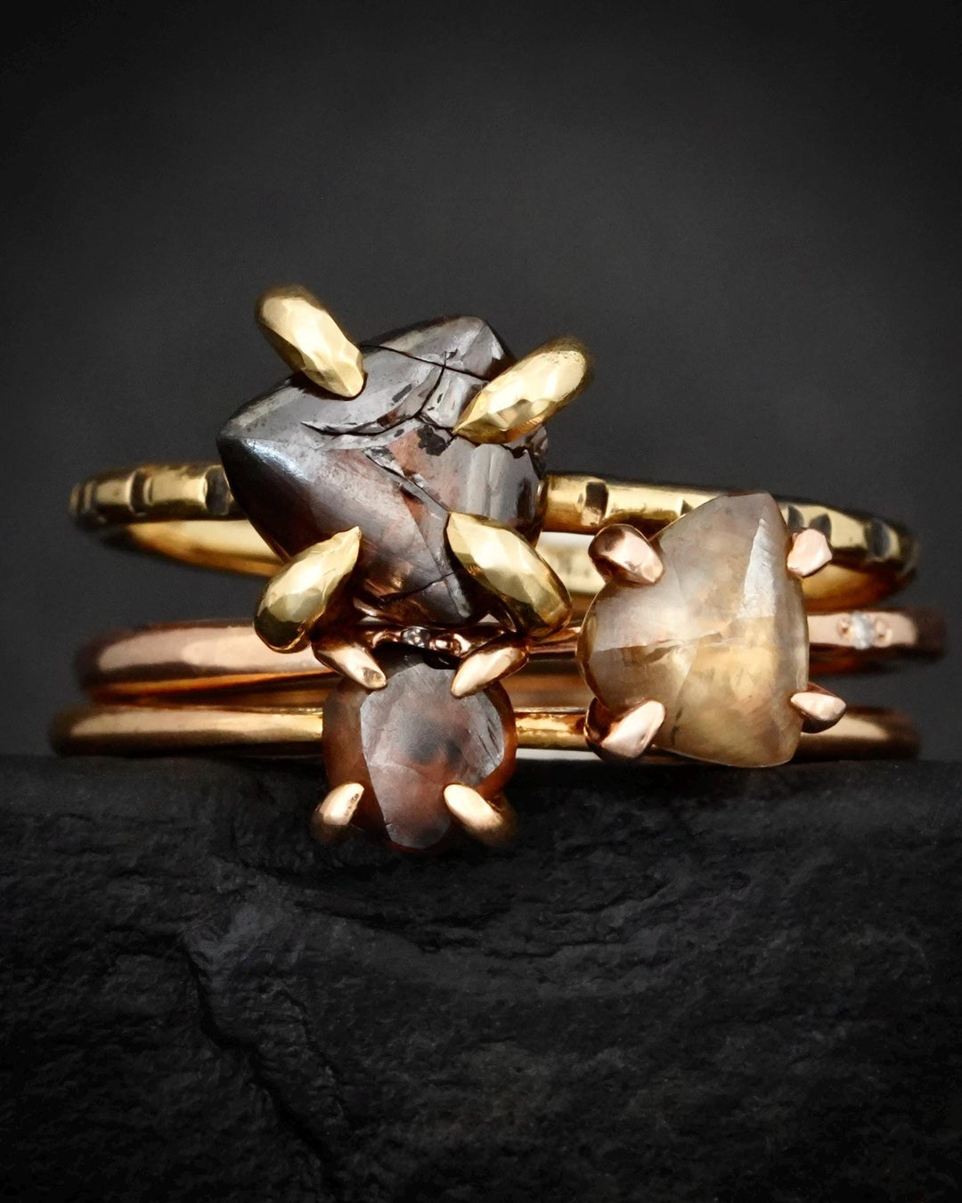 Rough Triangle Diamond Ring