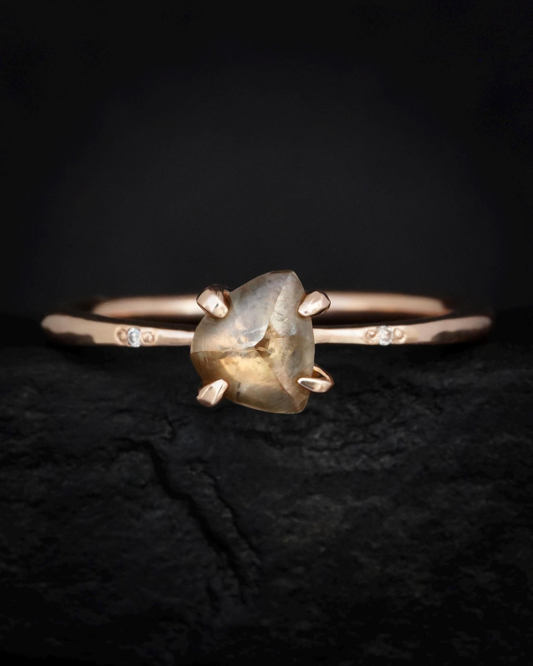 Rough Triangle Diamond Ring