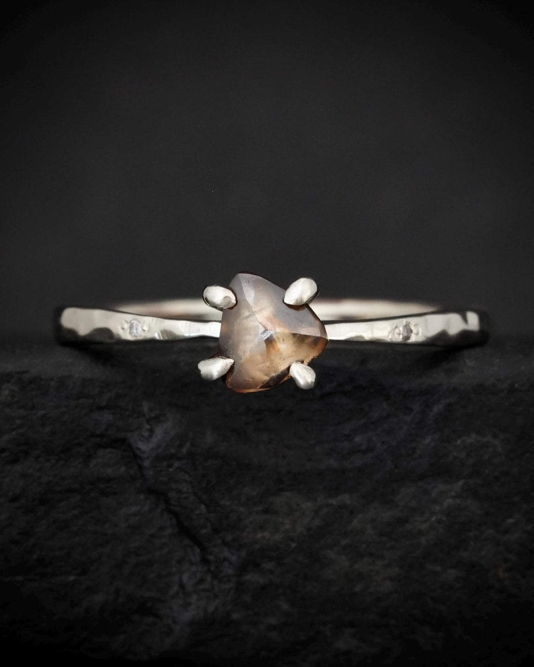 Rough Triangle Diamond Ring