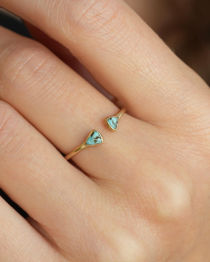 Adjustable Gold Raw Turquoise Ring
