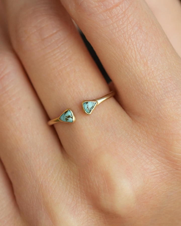 Adjustable Gold Raw Turquoise Ring