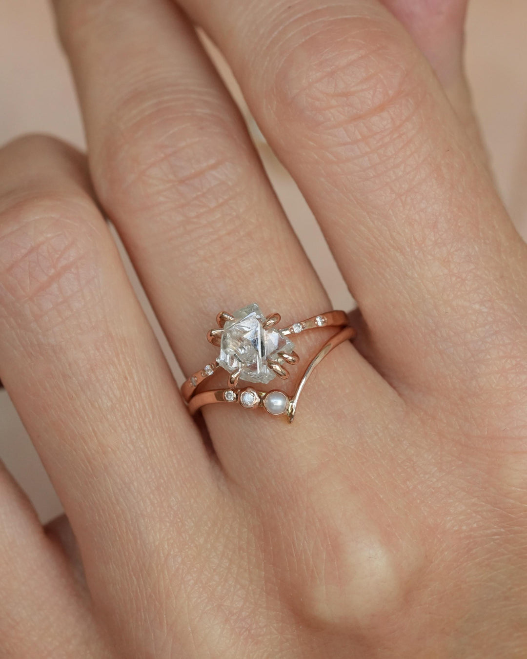 White Raw Galaxy Diamond Ring