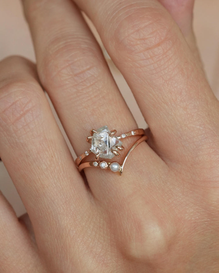 White Raw Galaxy Diamond Ring
