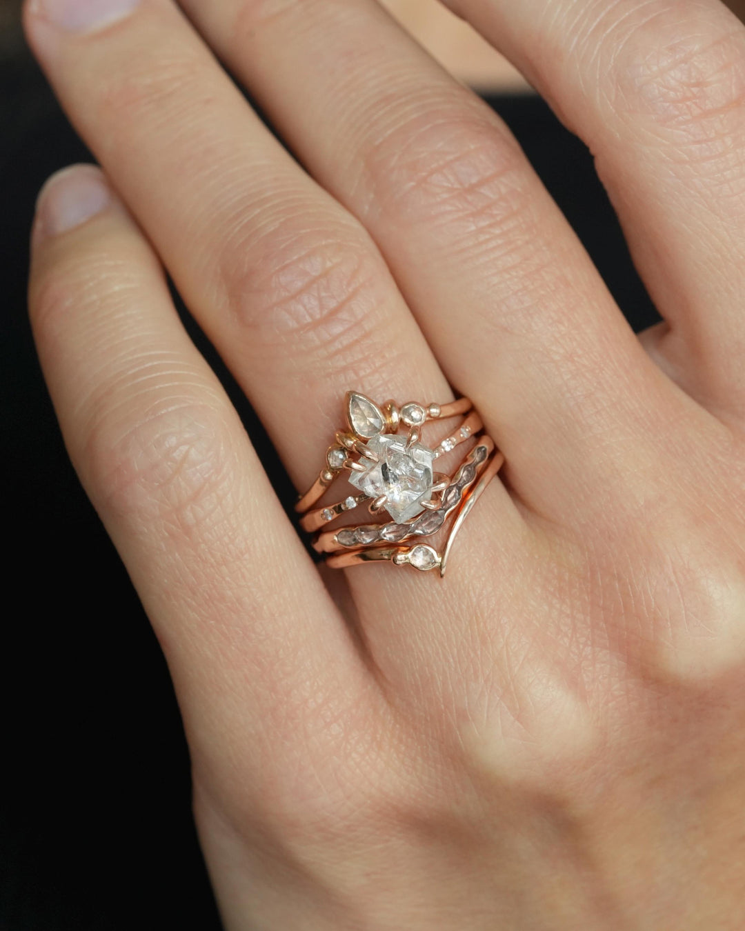 White Raw Galaxy Diamond Ring