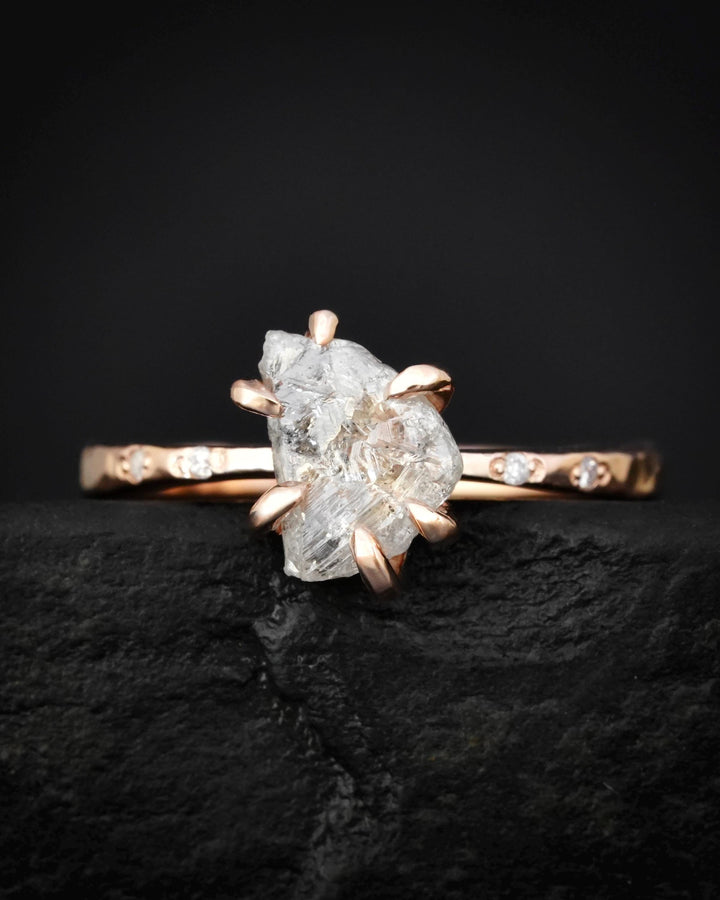 White Raw Galaxy Diamond Ring