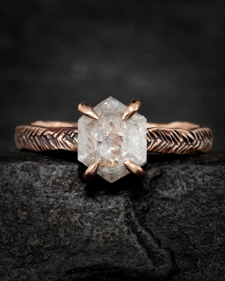 White Hexagon Diamond Ring