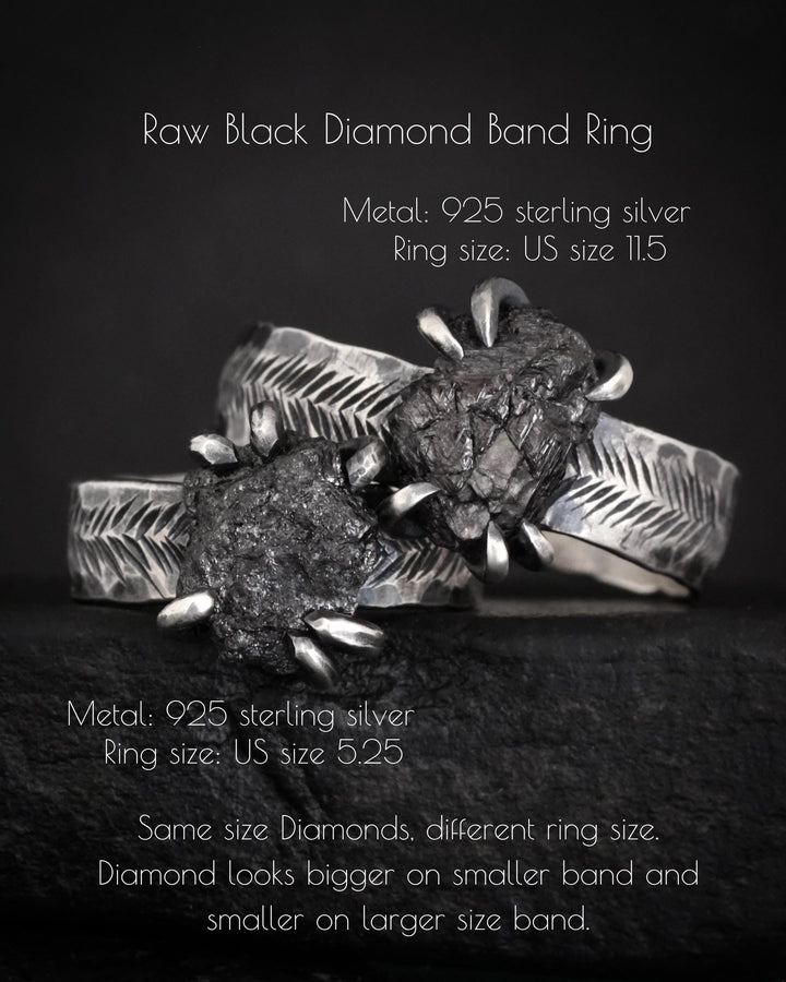 Wide Raw Black Diamond Ring