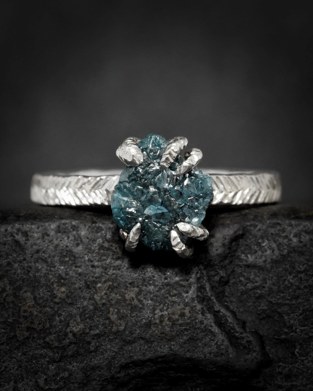 Raw Blue Diamond Ring
