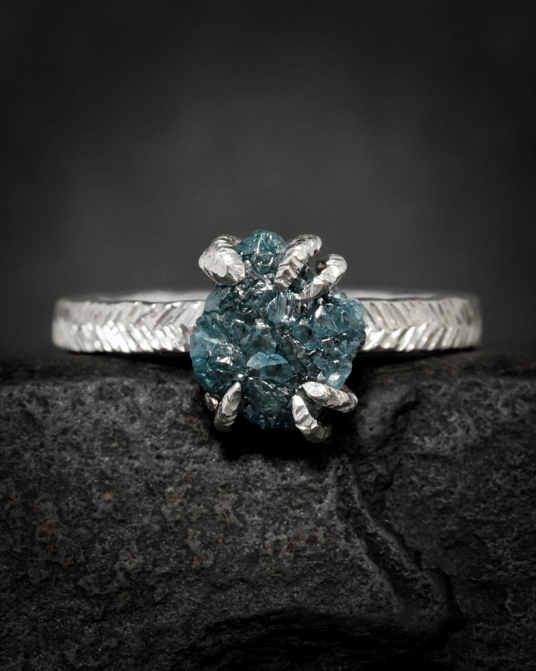 Raw Blue Diamond Ring