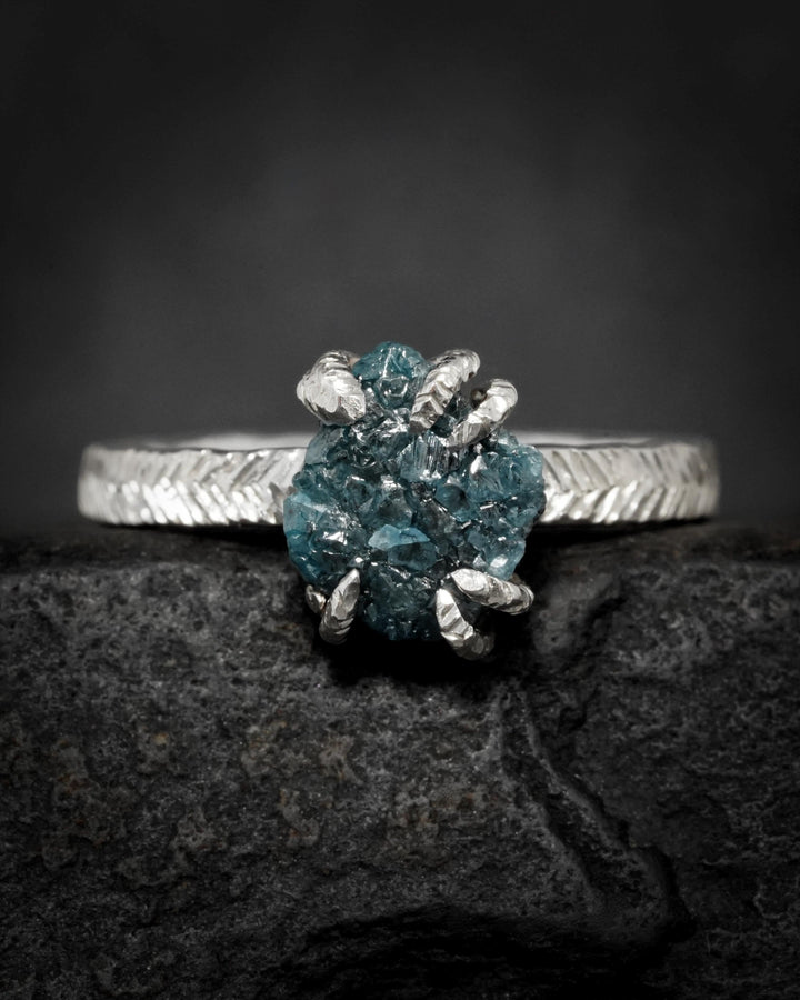 Raw Blue Diamond Ring
