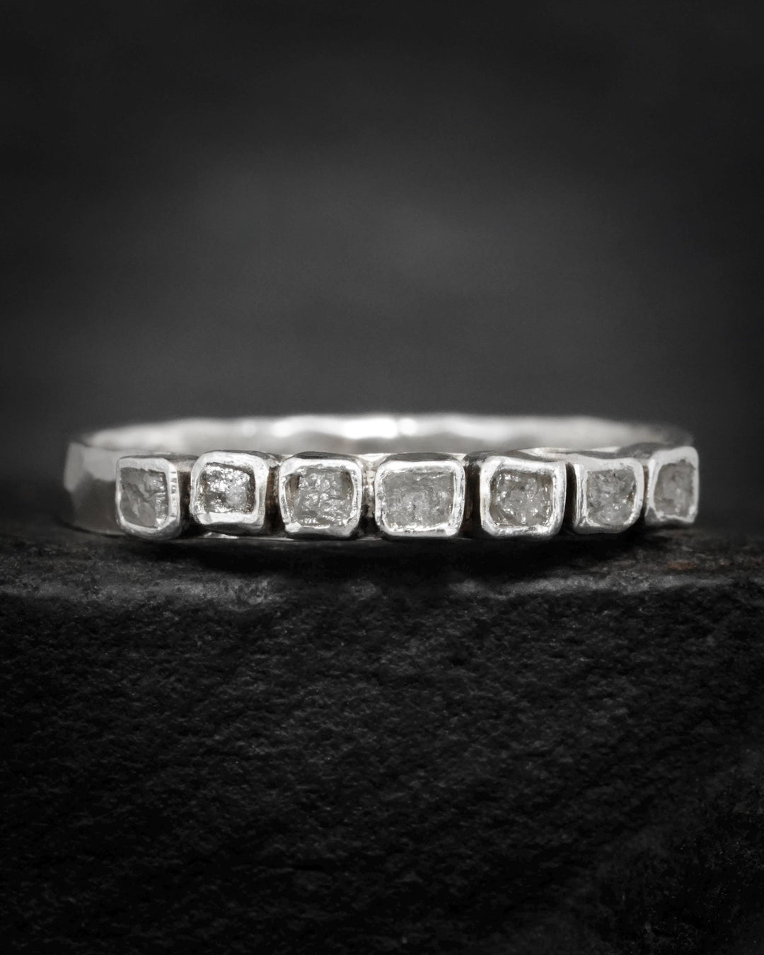 Raw Gray Cube Diamond Ring