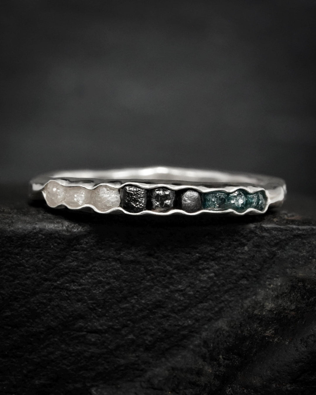 Multicolour Raw Diamond Band Ring