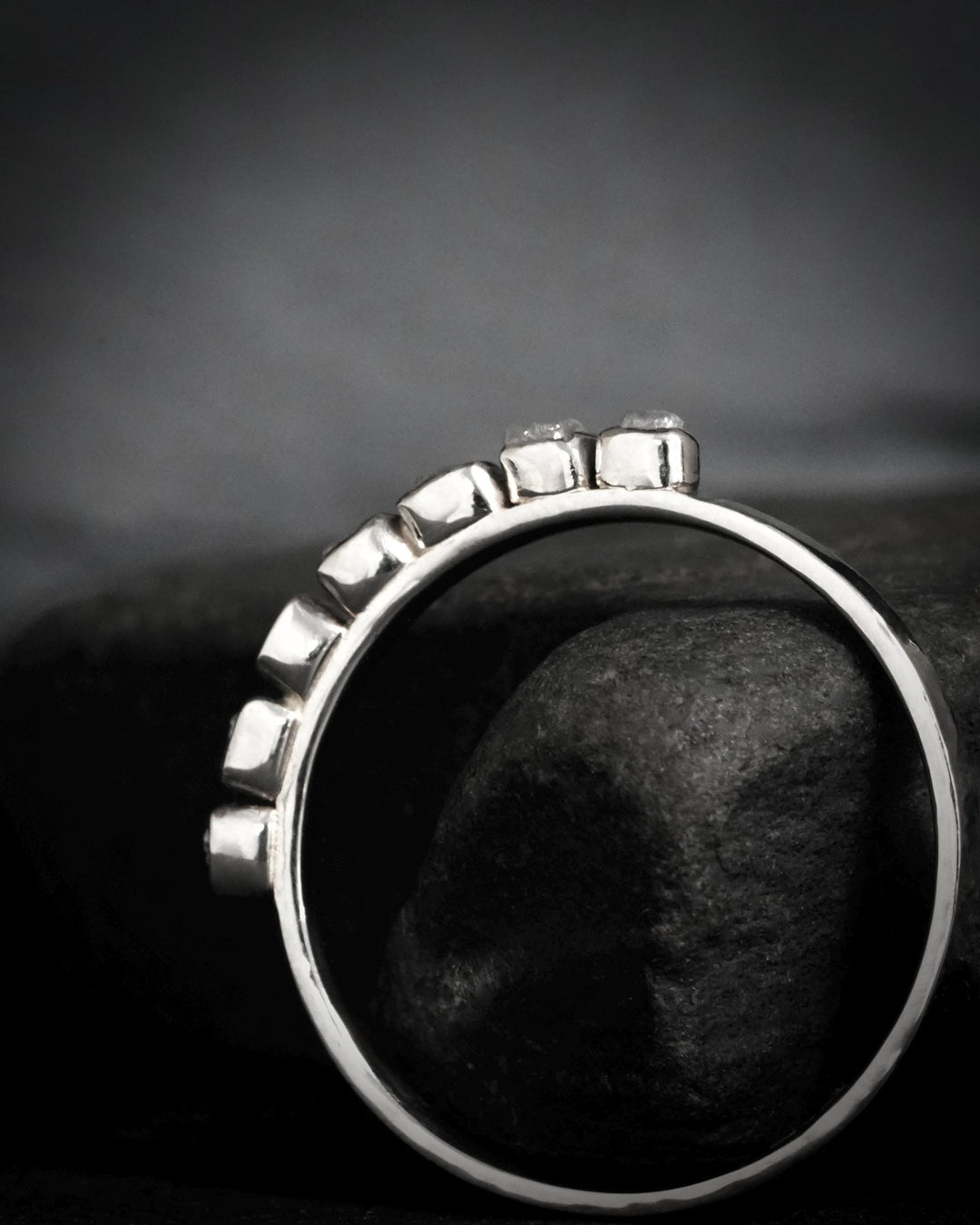 Raw Black Cube Diamond Ring