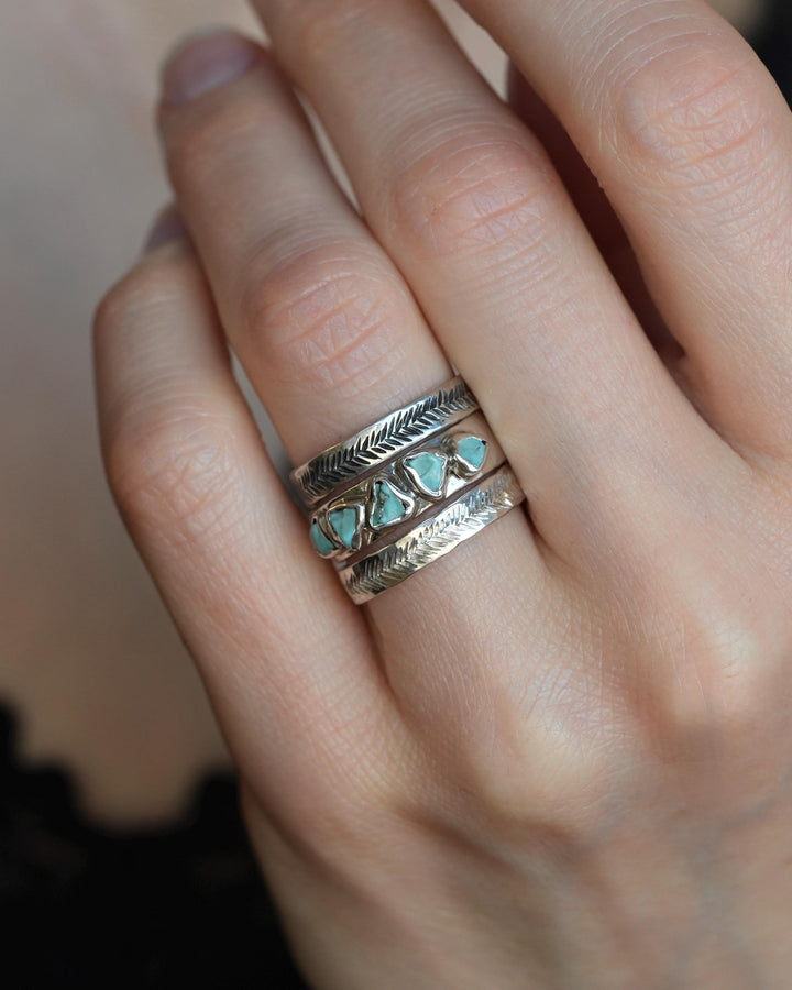 Silver Rustic Turquoise Band Ring