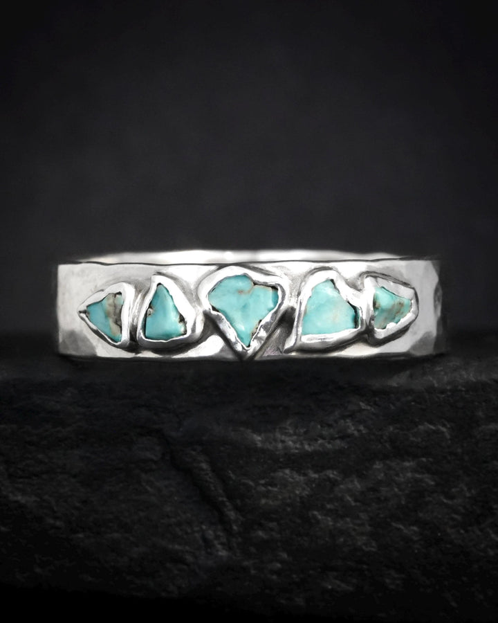 Silver Rustic Turquoise Band Ring