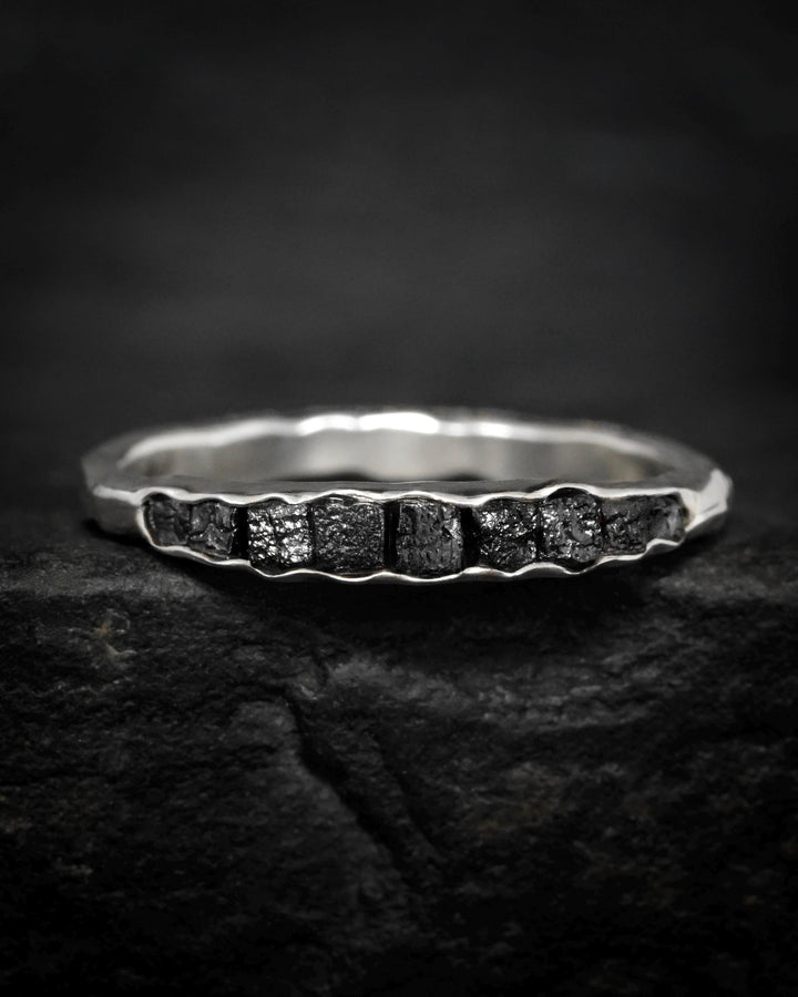 Raw Black Diamond Wedding Band