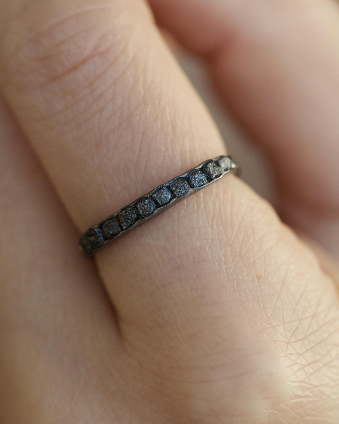 Raw Black Diamond Wedding Band