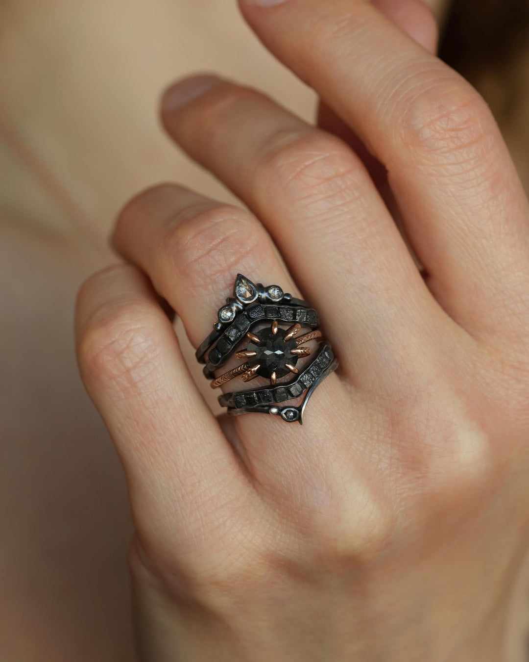 Black Round Diamond Ring