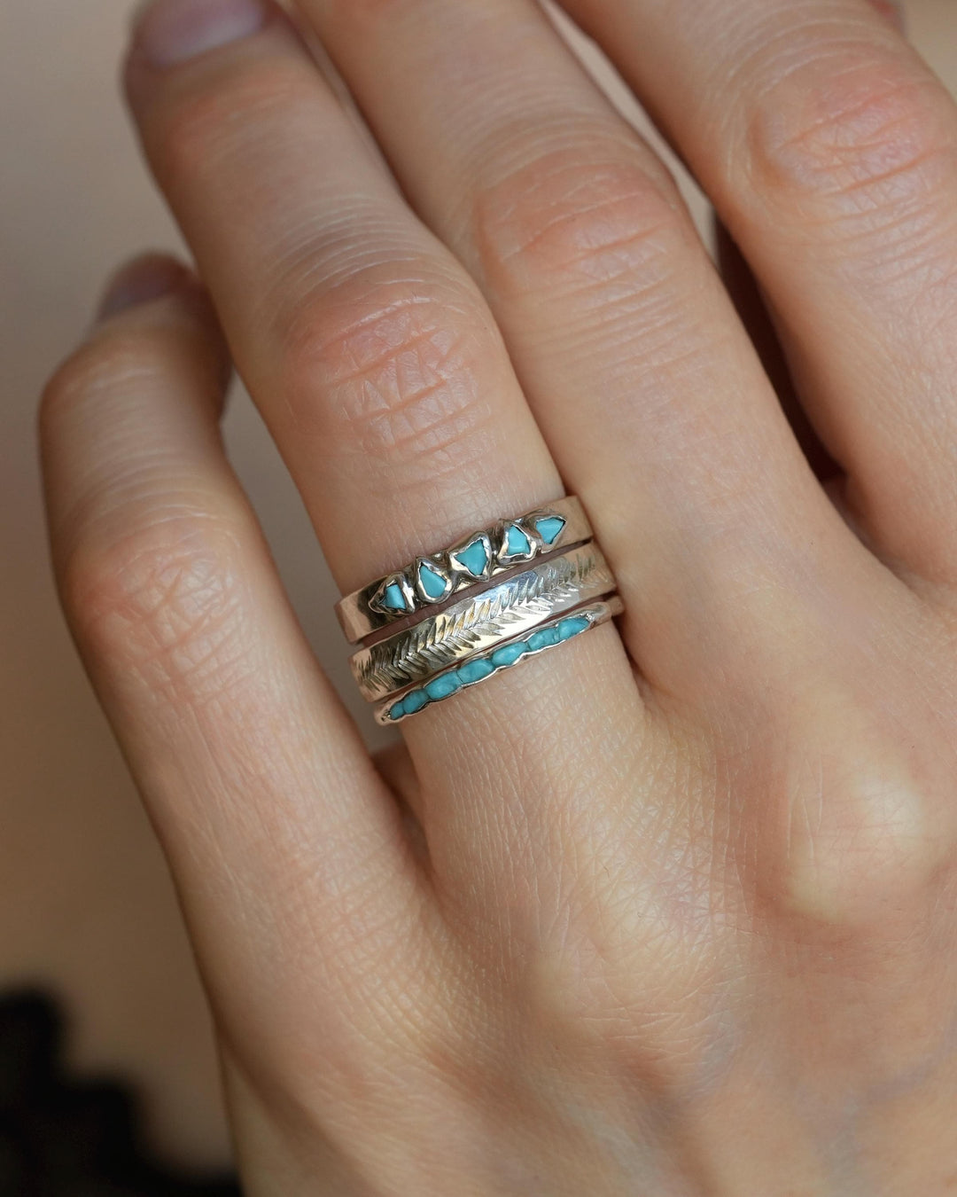 Solid Gold Raw Turquoise Ring