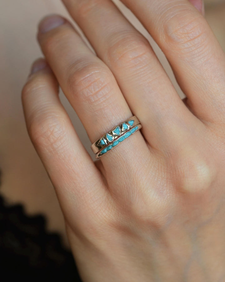 Solid Gold Raw Turquoise Ring