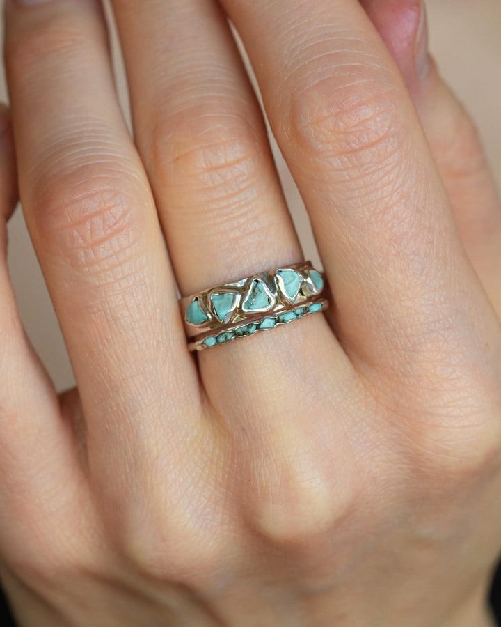 Solid Gold Raw Turquoise Ring