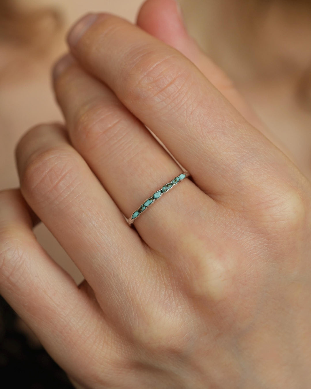 Solid Gold Raw Turquoise Ring