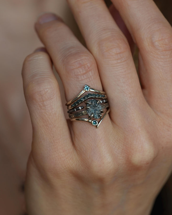 Rustic Raw Blue Diamond Ring