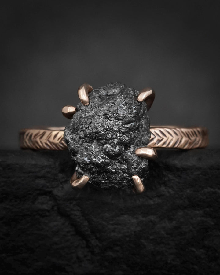 Rustic Raw Black Diamond Ring