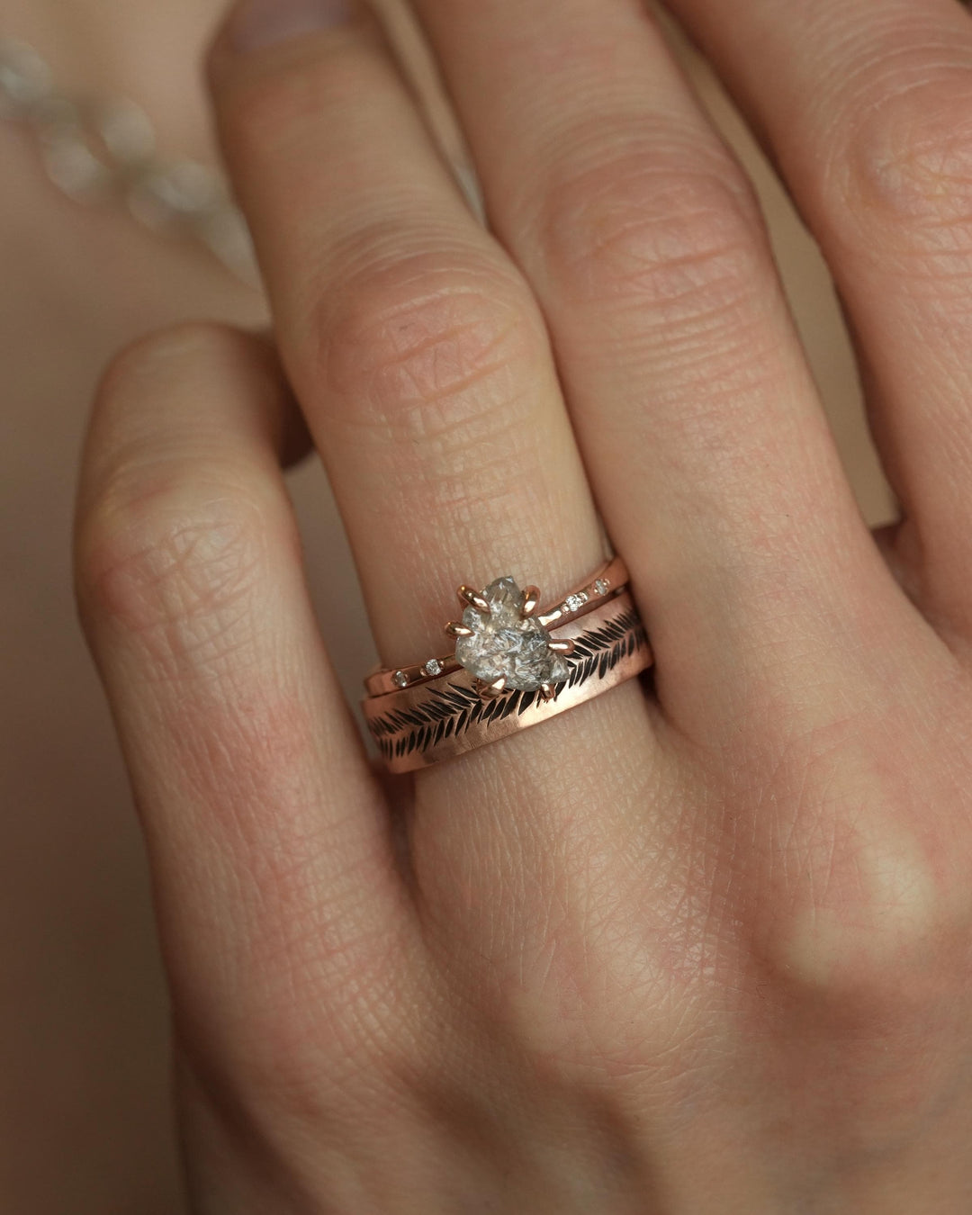White Raw Galaxy Diamond Ring
