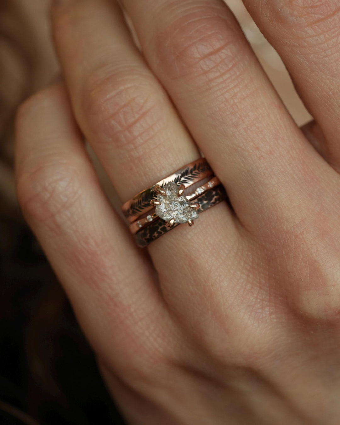 White Raw Galaxy Diamond Ring