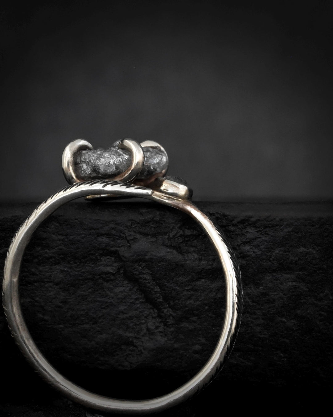Adjustable Gray Diamond Engagement Ring