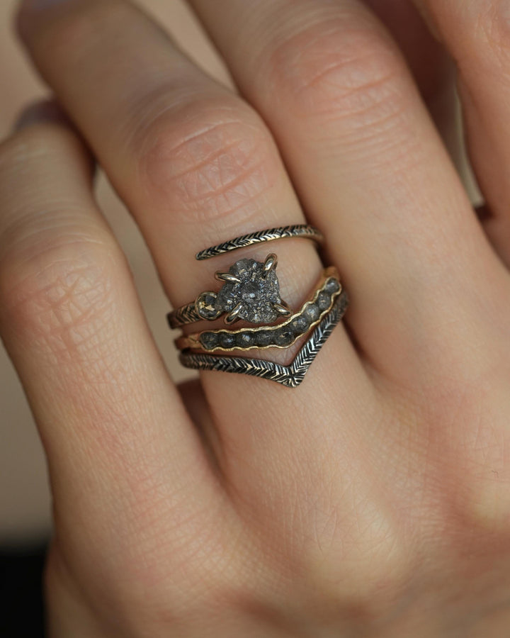 Adjustable Gray Diamond Engagement Ring