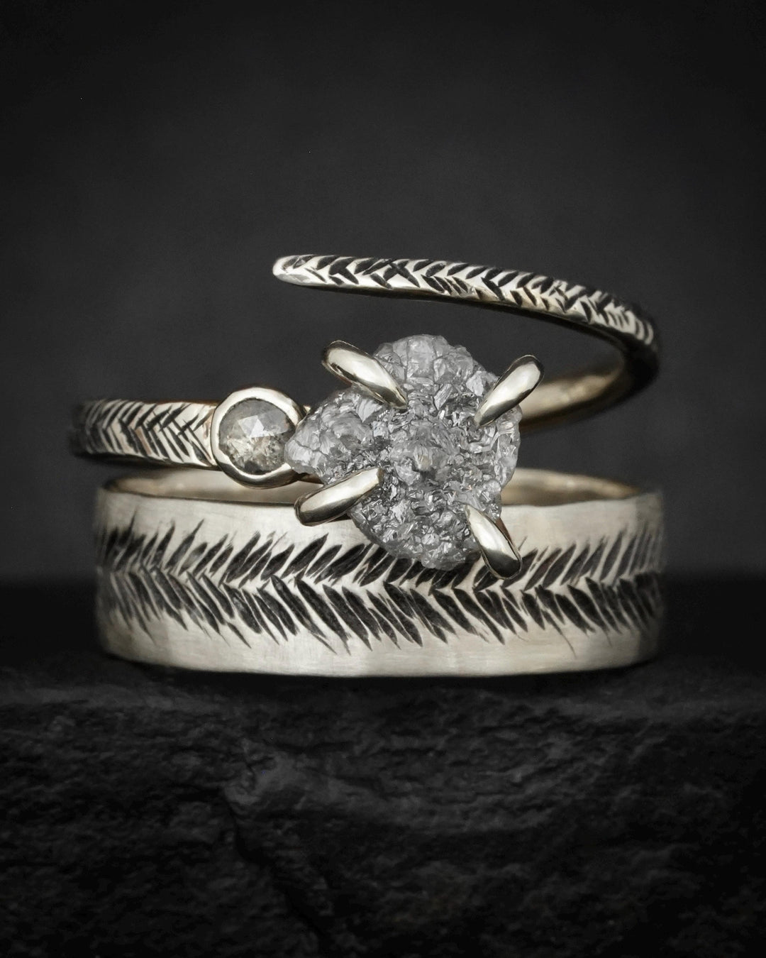 Adjustable Gray Diamond Engagement Ring