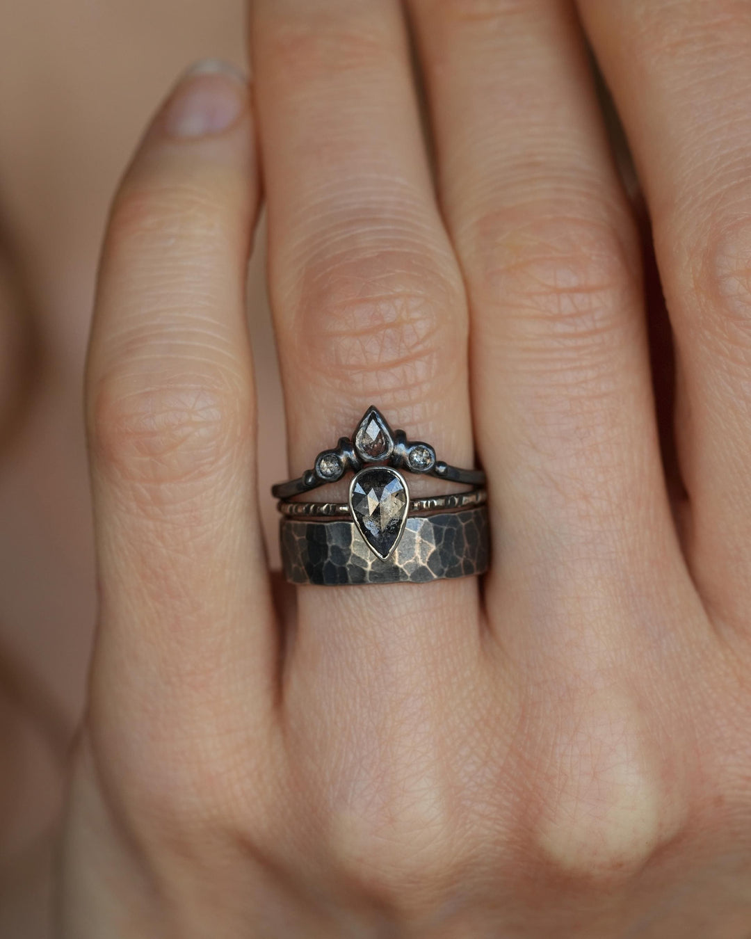Rustic Galaxy Pear Diamond Ring