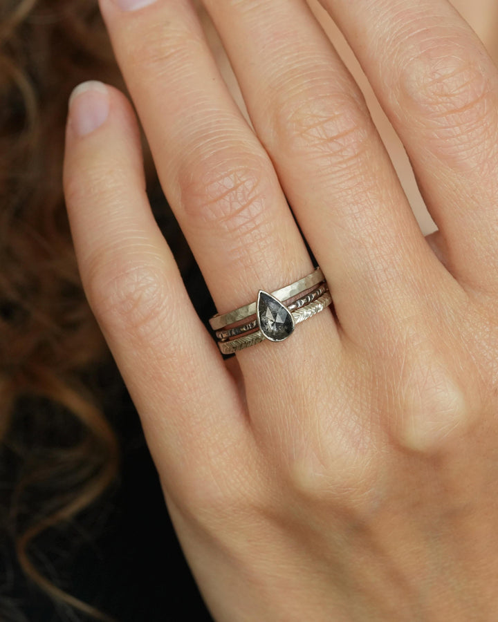 Rustic Galaxy Pear Diamond Ring