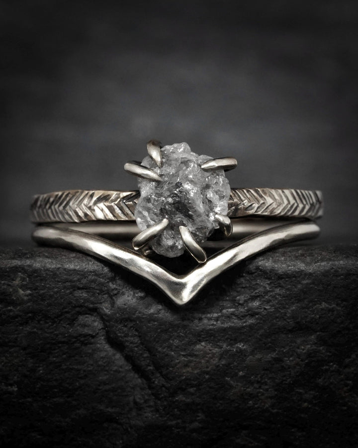 Raw Gray Diamond Engagement Ring