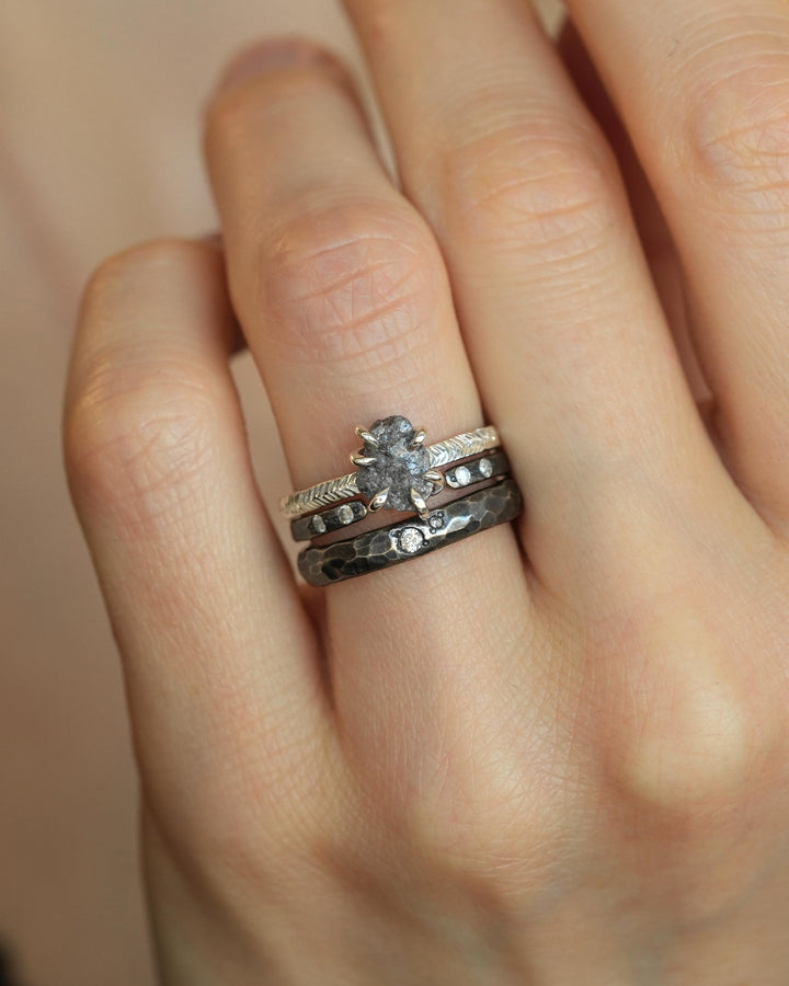 Raw Gray Diamond Engagement Ring