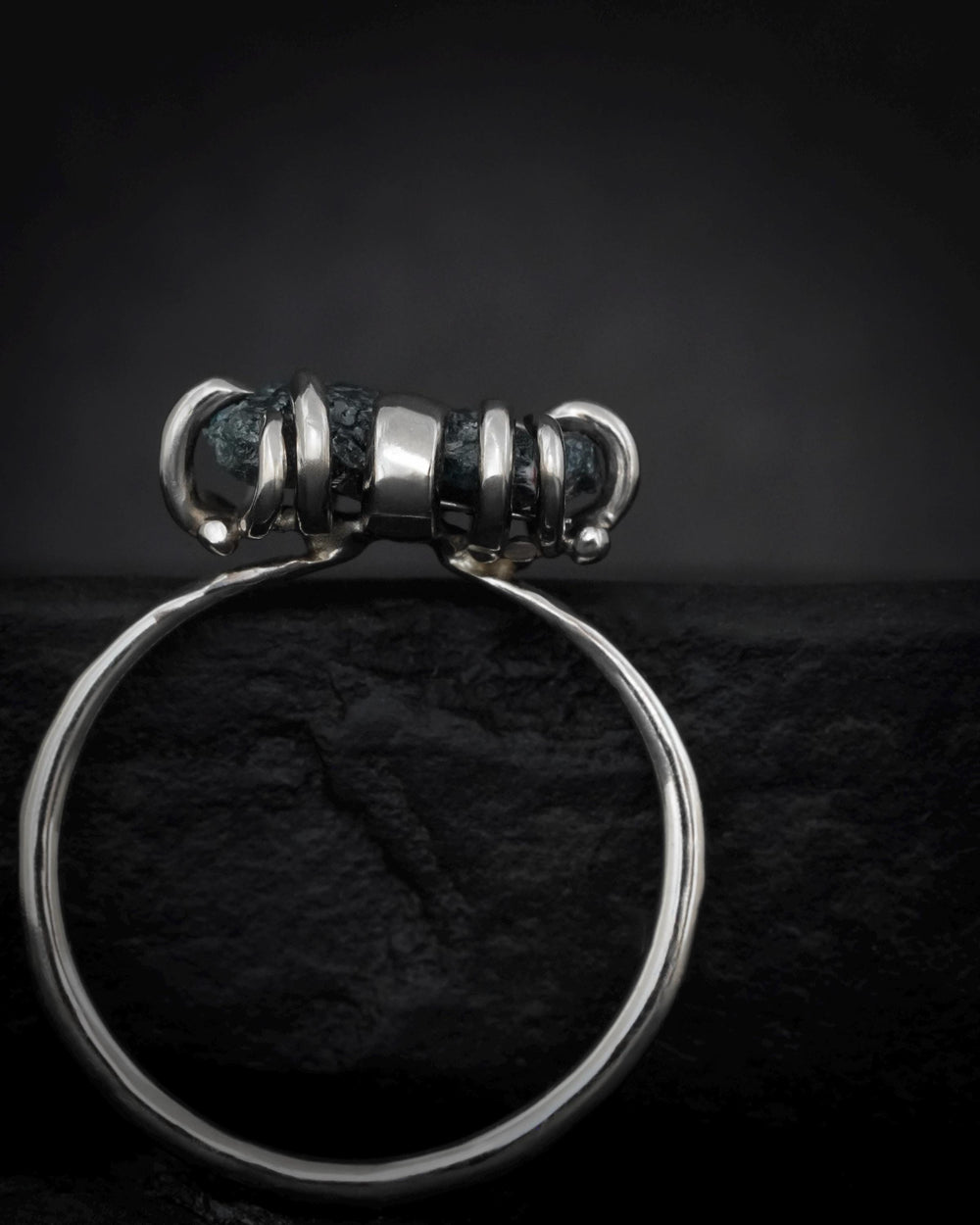 Raw Blue Diamond Crystal Ring