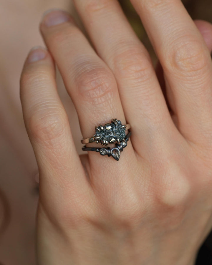 Raw Blue Diamond Crystal Ring
