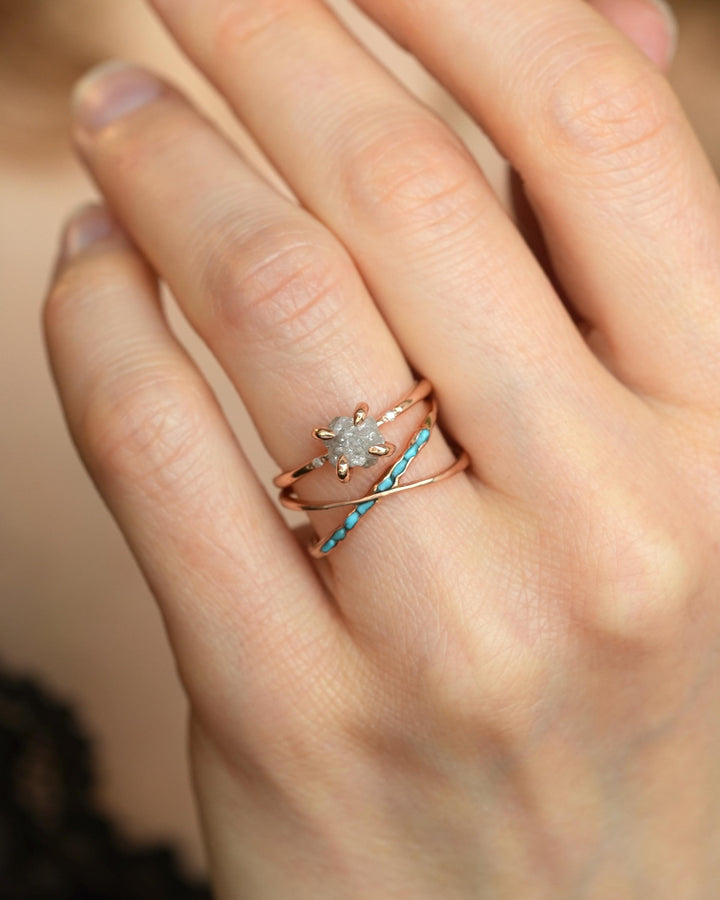 1 Carat Raw Diamond Engagement Ring