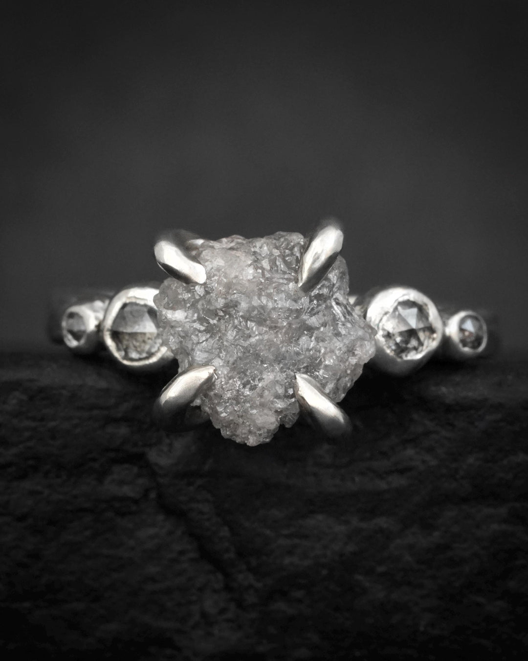 5 Stone Grey Diamond Ring