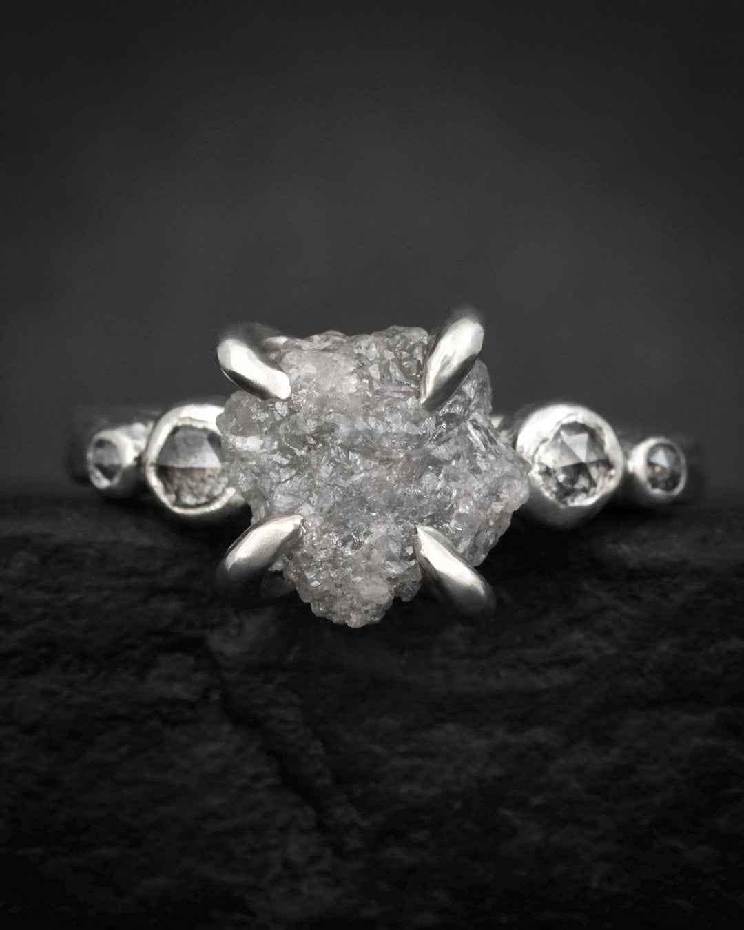 5 Grey Diamond Engagement Ring