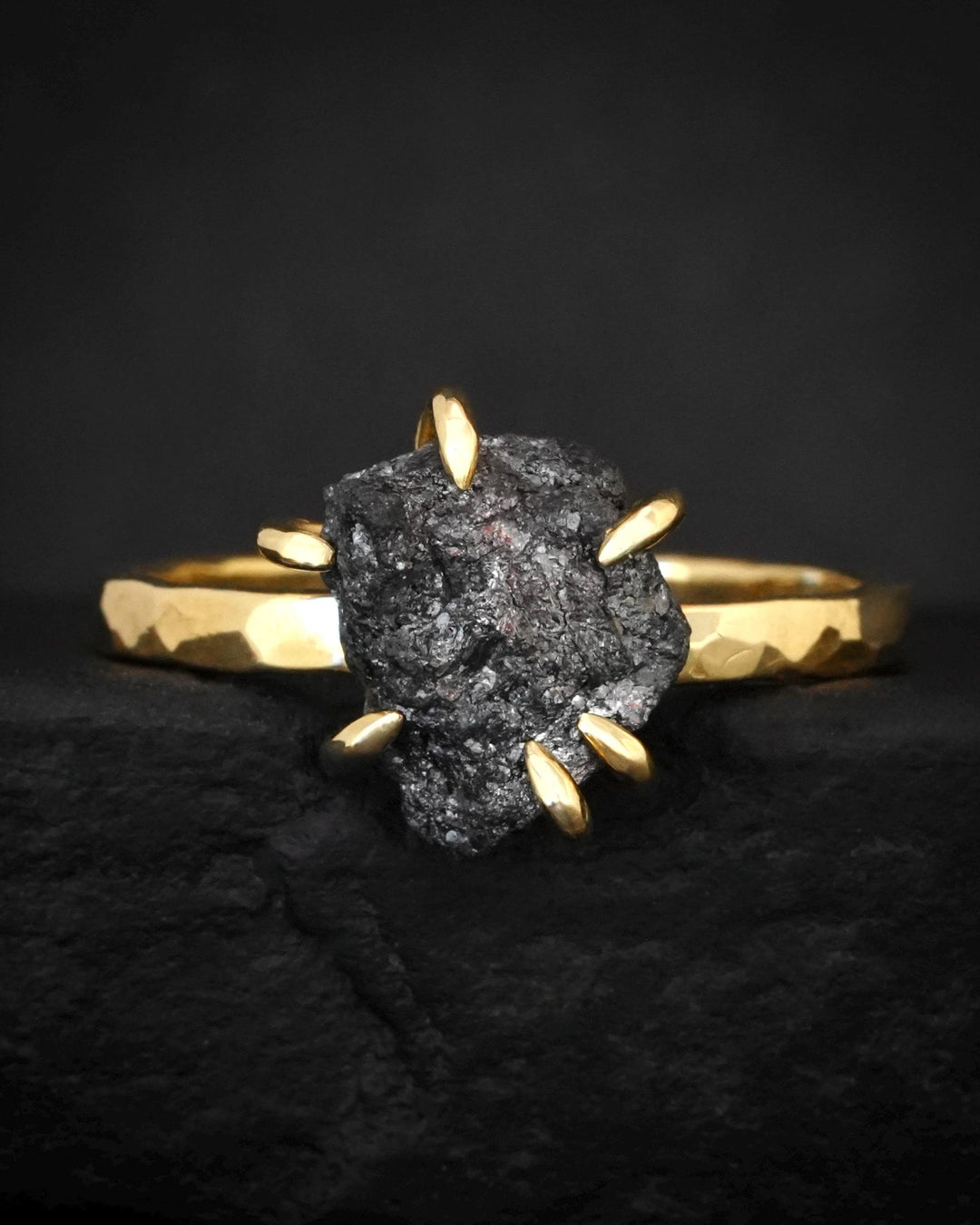 Black Silver Raw Diamond Ring