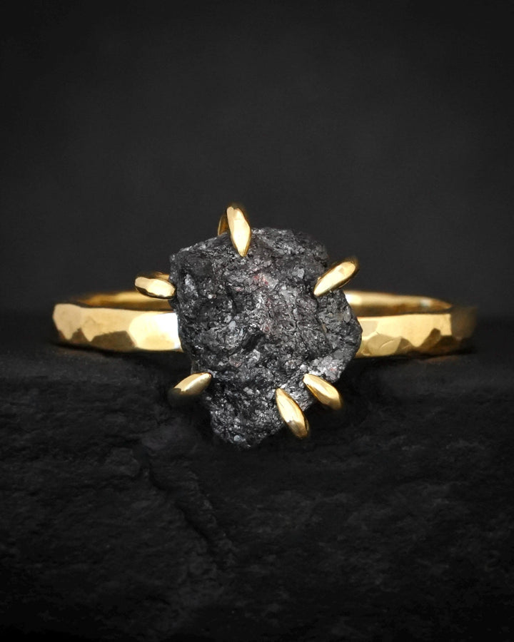 Black Silver Raw Diamond Ring